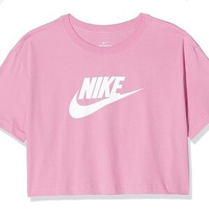 Nike Girls Pink Crew neck Cropped Graphic Tee - size Large